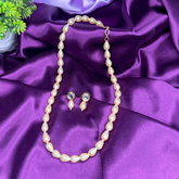 Gold Pearl Mala Set with Kundan Earrings